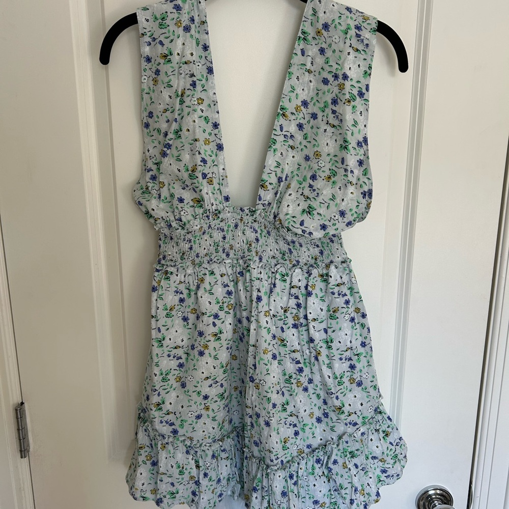 Aerie Floral Mini Dress - Blue and Green